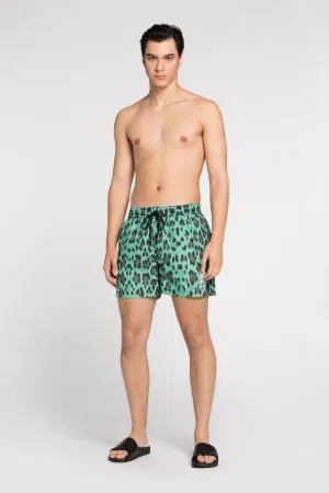 Short de bain à logo et imprimé léopard