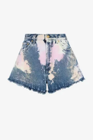 Shorts denim con lavaggio acido