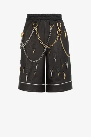 Shorts in pelle con zanne