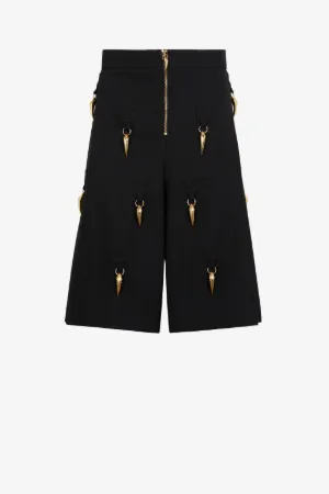 Shorts mit Falten, weitem Bein und Tigerzähnen