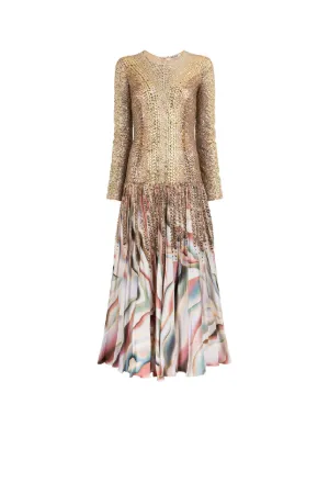 Sistine-Print Sequin-Embellished Dress