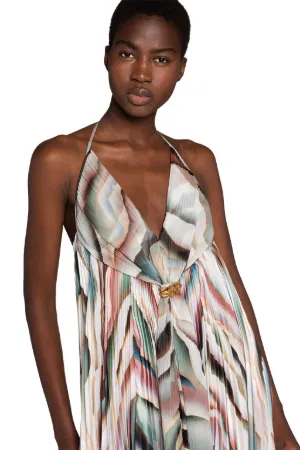 Sistine-Print Silk Halterneck Dress