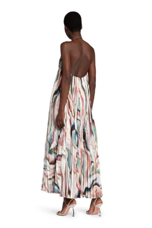 Sistine-Print Silk Halterneck Dress