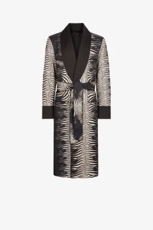 Smoking Jacke aus Seide mit Zebra-Print