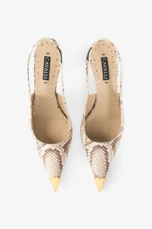 Snake-Effect Slingback Pumps