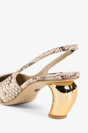 Snake-Effect Slingback Pumps