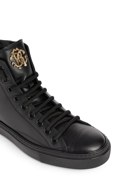 roberto cavalli logo high top sneakers