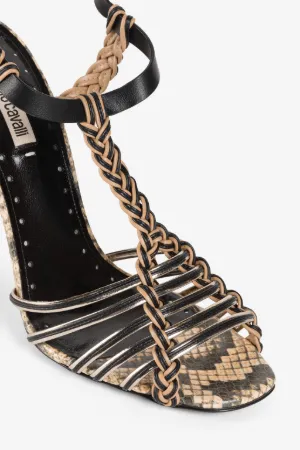 snakeskin-print multi-strap sandals