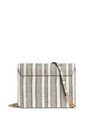 Striped Snake Print Leather Bag