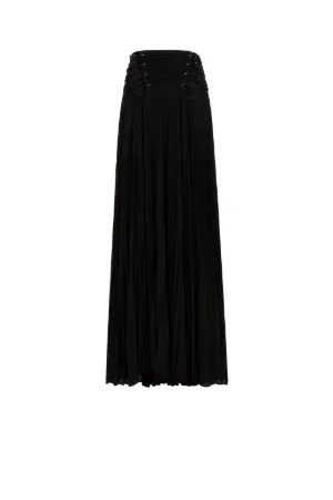 Stud-Embellished Pleated Maxi Skirt