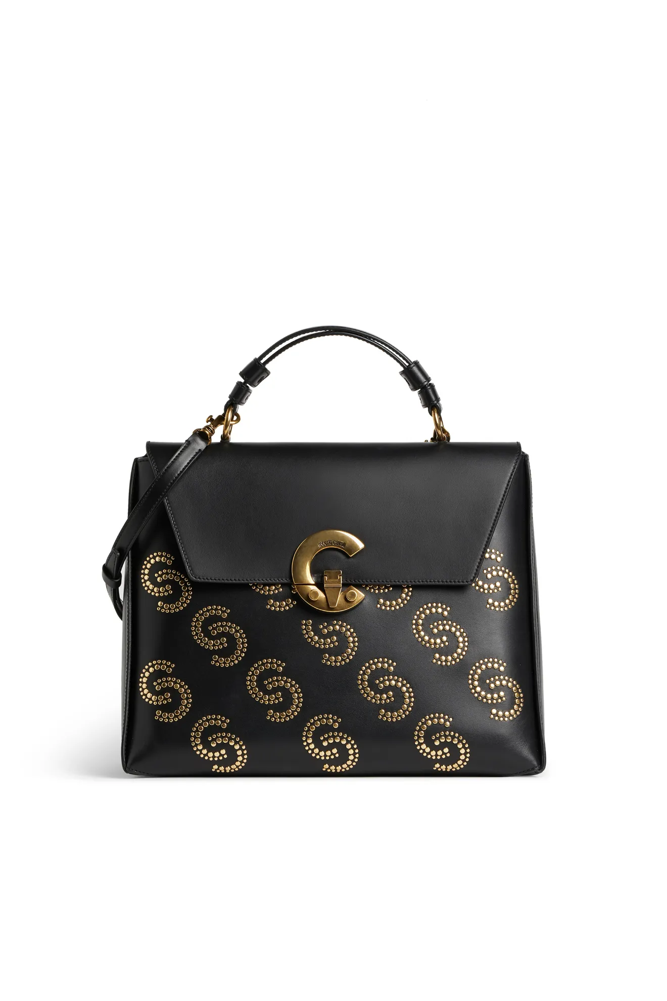 Studded Bold C Top Handle Bag