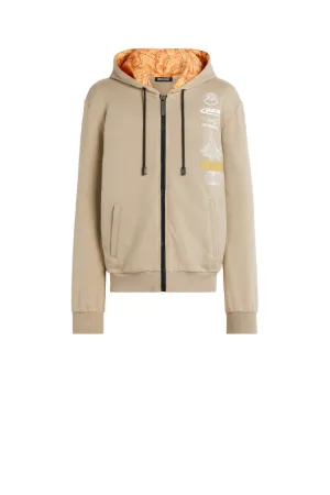 Sudadera con cremallera, logo y estampado