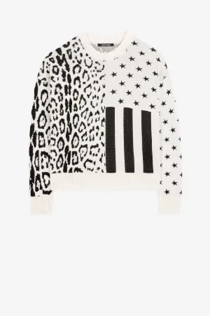 Sudadera con estampado Jaguar y Flag de jacquard