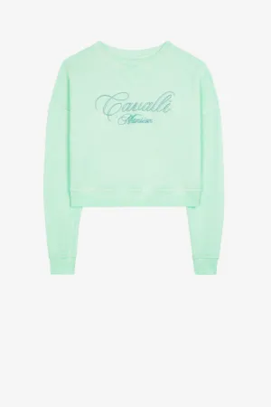 Sudadera corta de algodón con logo bordado
