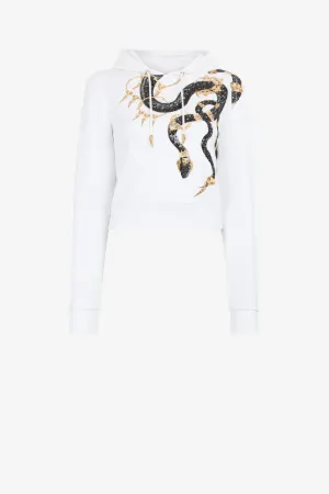 Sudadera de algodón con capucha, estampado Snake y logo