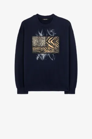 Sudadera de algodón con parche Animalier Patchwork
