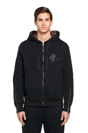 sudadera negra con capucha y cremalleras - Tienda Online Oficial de Roberto  Cavalli®