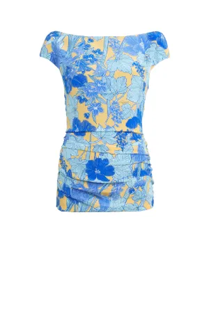 Summer garden print silk top