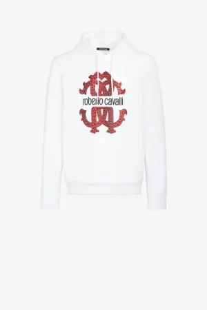 Sweat à capuche en coton à imprimé RC Monogram
