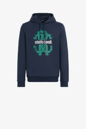 Sweat à capuche en coton à imprimé RC Monogram