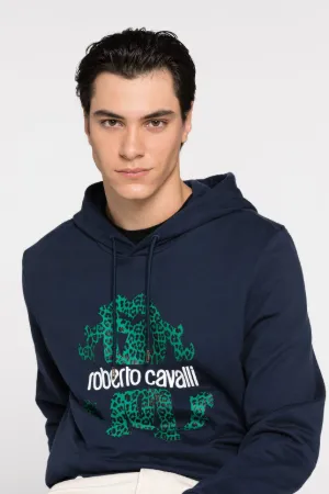 Sweat à capuche en coton à imprimé RC Monogram