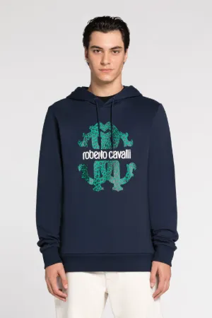 Sweat à capuche en coton à imprimé RC Monogram