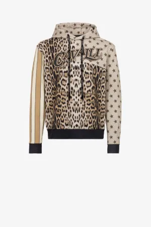 Sweat à capuche en coton à imprimés jaguar et drapeau