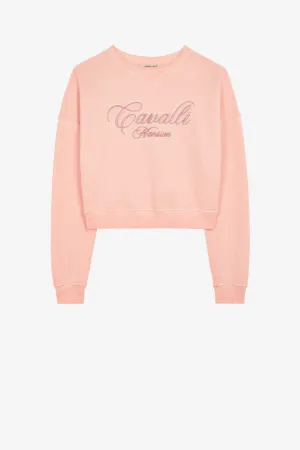 Sweat court en coton à logo brodé
