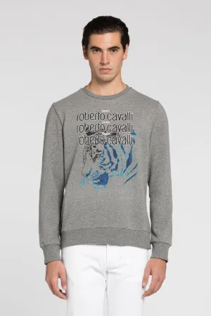 Sweat en coton à imprimé tigre et logos