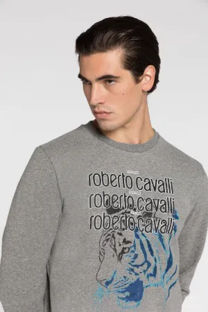 Sweat en coton à imprimé tigre et logos