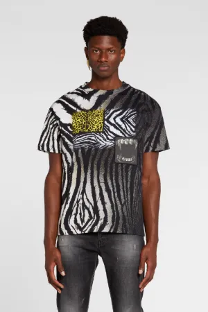 T-shirt à imprimé Freedom et Animalier Patchwork
