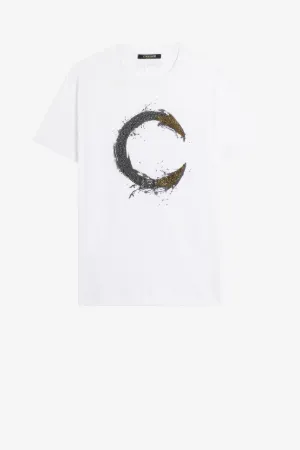 T-shirt à logo C orné de strass