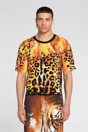 T-shirt à motif Animalier Flame en jacquard