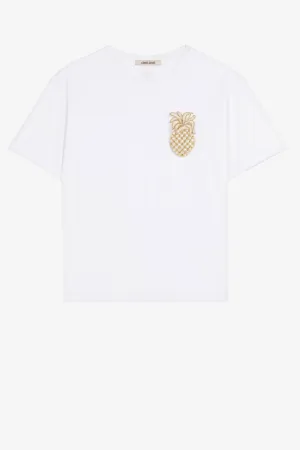T-Shirt aus Baumwolle mit Ananas-Verzierung