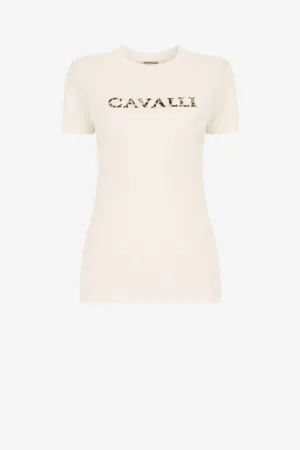 T-Shirt aus Baumwolle mit Logo-Stickerei
