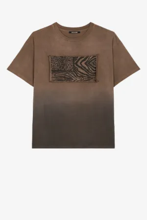T-shirt con applicazione Animalier Patchwork