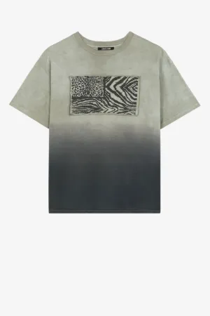 T-shirt con applicazione Animalier Patchwork