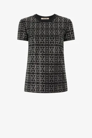 T-shirt con Monogram RC e cristalli