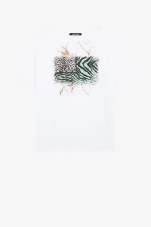 T-shirt con stampa Animalier Patchwork