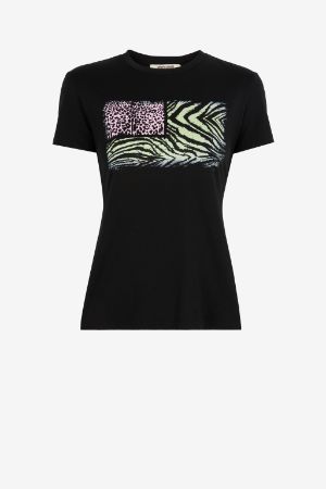 T-shirt con stampa Animalier Patchwork