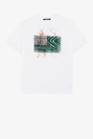 T-shirt con stampa Animalier Patchwork