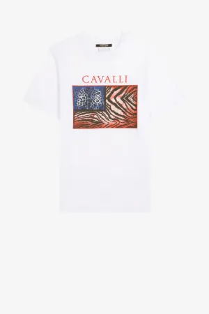 T-shirt con stampa Animalier Patchwork