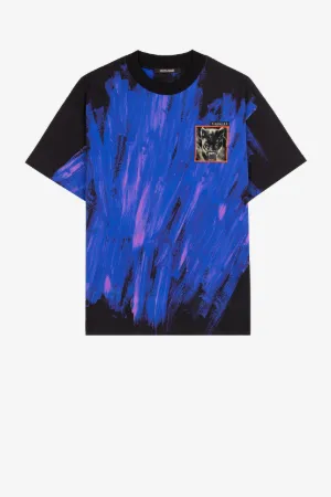 T-shirt con stampa effetto vernice
