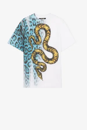 T-shirt con stampa Jaguar e Snake