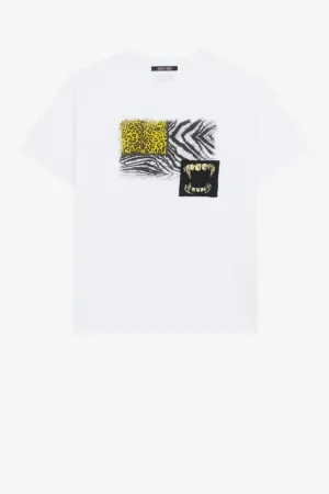 T-shirt en coton à imprimé Animalier Patchwork