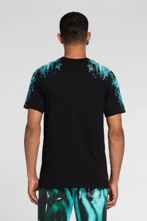 T-shirt en coton à imprimé flammes et logo brodé