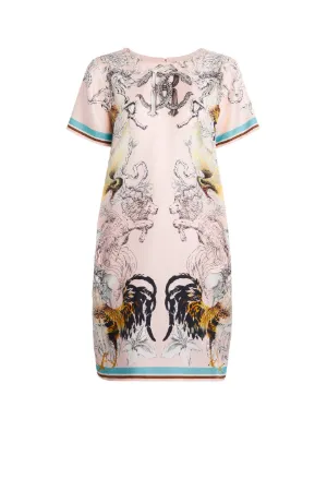 T-Shirt-Kleid mit Hybrid Animals Print