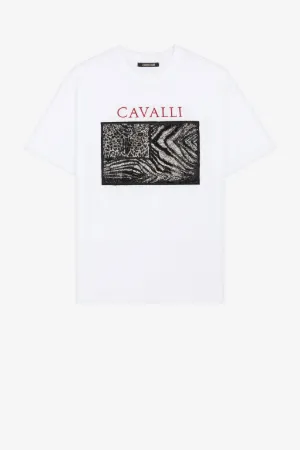 T-Shirt mit animalischen Patchwork-Print-Applikationen
