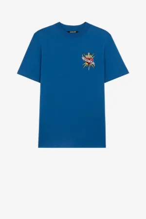 T-Shirt mit Logo-Stickerei aus Baumwolle