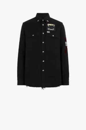 Teeth-Print Appliqué Cotton Shirt